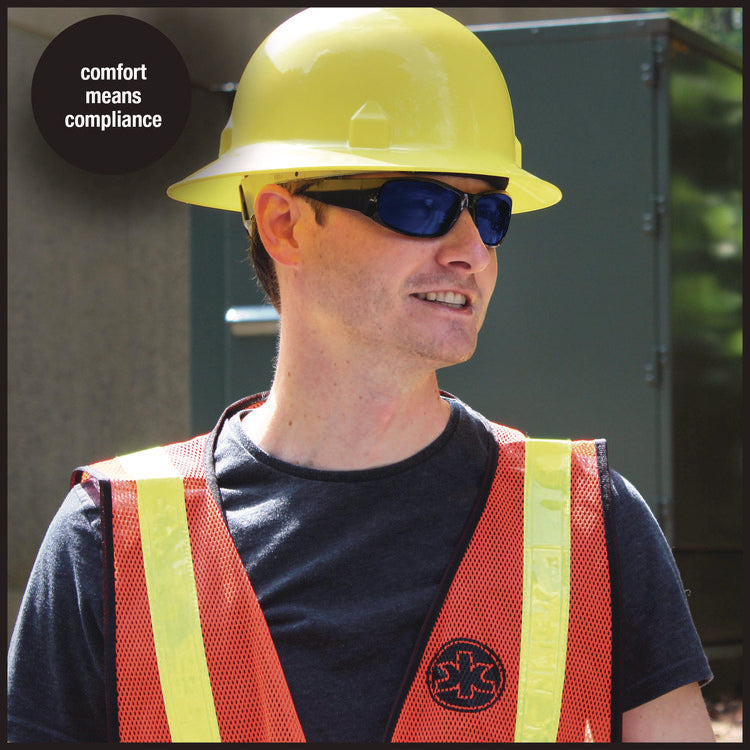 Elite Safety Glasses 3016314, Black Frame, Blue Mirror Polycarbonate Lens, 12/Carton