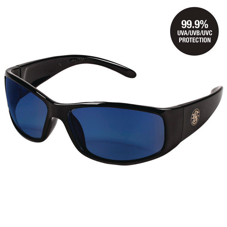 Elite Safety Glasses 3016314, Black Frame, Blue Mirror Polycarbonate Lens, 12/Carton