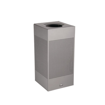 designer line silhouettes waste receptacle, 16 gal, steel, silver metallic