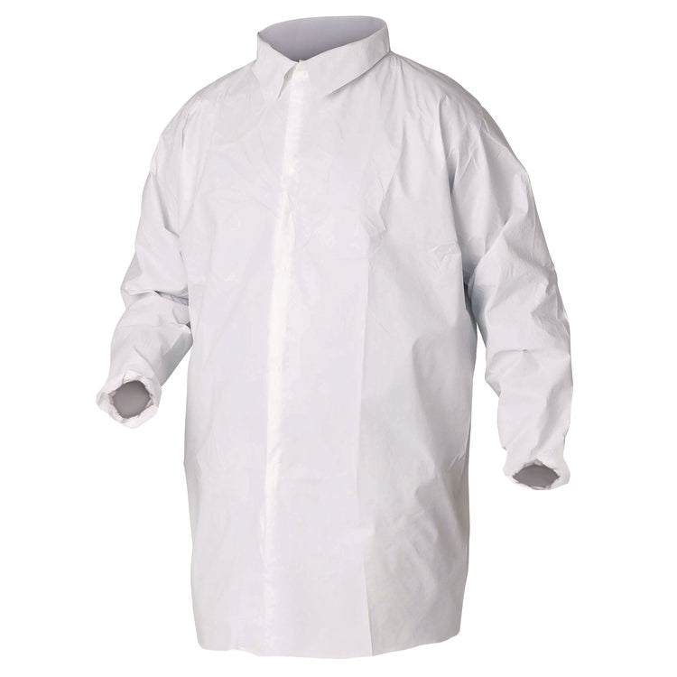 A40 Liquid and Particle Protection Lab Coats, Elastic Wrists, 3X-Large, White, 30/Carton