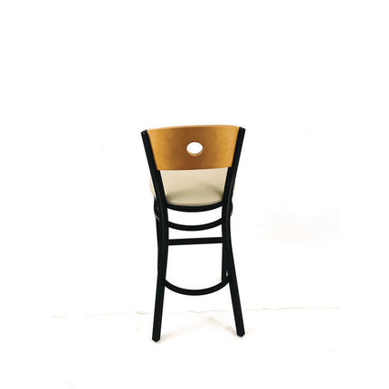 Circle Series Barstool, Supports Up to 300 lb, 28.5" Seat Height, Taupe Seat, Natural Back, Black Base