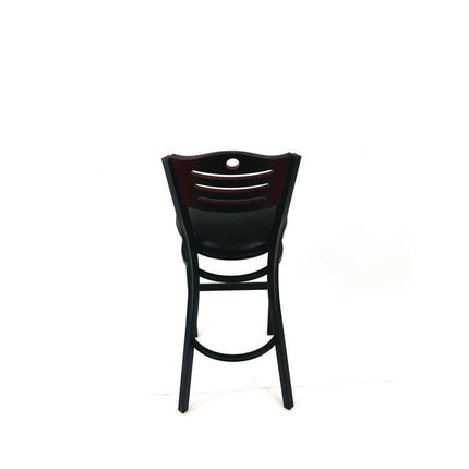 Eagle Series Barstool, Supports Up to 300 lb, 28.5" Seat Height, Black Seat, Dark Mahogany Back, Black Base