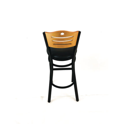 Eagle Series Barstool, Supports Up to 300 lb, 28.5" Seat Height, Black Seat, Natural Back, Black Base