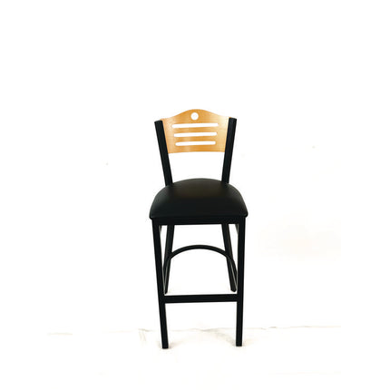 Eagle Series Barstool, Supports Up to 300 lb, 28.5" Seat Height, Black Seat, Natural Back, Black Base
