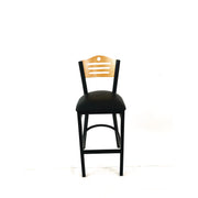 Eagle Series Barstool, Supports Up to 300 lb, 28.5" Seat Height, Black Seat, Natural Back, Black Base