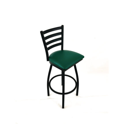 Boggs Series Barstool, Supports Up to 300 lb, 30.5" Seat Height, Green Seat, Black Back, Black Base