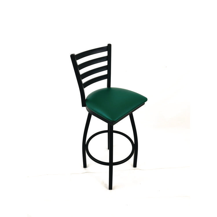 Boggs Series Barstool, Supports Up to 300 lb, 30.5" Seat Height, Green Seat, Black Back, Black Base