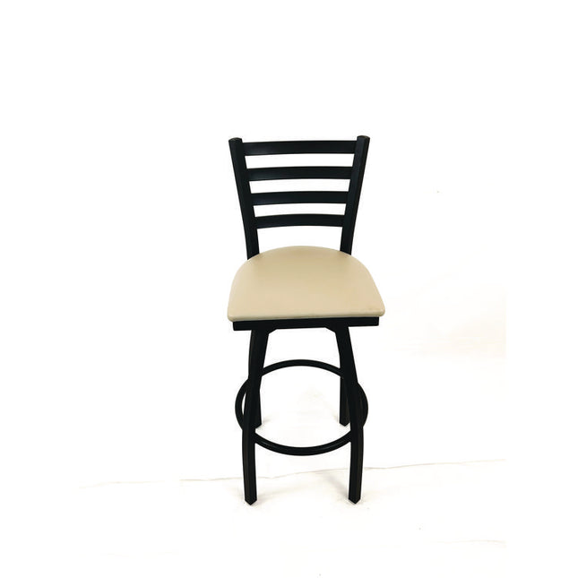Boggs Series Barstool, Supports Up to 300 lb, 30.5" Seat Height, Taupe Seat, Black Back, Black Base