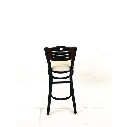 Eagle Series Barstool, Supports Up to 300 lb, 28.5" Seat Height, Cream Seat, Dark Walnut Back, Black Base