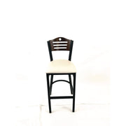 Eagle Series Barstool, Supports Up to 300 lb, 28.5" Seat Height, Cream Seat, Dark Walnut Back, Black Base