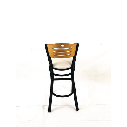 Eagle Series Barstool, Supports Up to 300 lb, 28.5" Seat Height, Cream Seat, Natural Back, Black Base