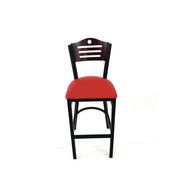 Eagle Series Barstool, Supports Up to 300 lb, 28.5" Seat Height, Red Seat, Dark Mahogany Back, Black Base