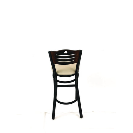 Eagle Series Barstool, Supports Up to 300 lb, 28.5" Seat Height, Taupe Seat, Dark Walnut Back, Black Base