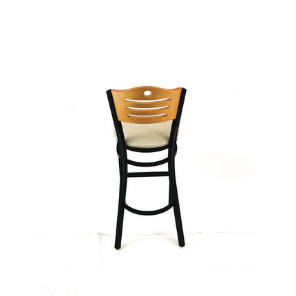 Eagle Series Barstool, Supports Up to 300 lb, 28.5" Seat Height, Taupe Seat, Natural Back, Black Base