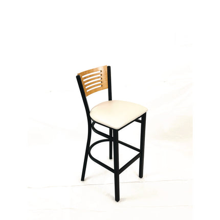 Jones River Series Barstool, Supports Up to 300 lb, 28.5" Seat Height, Cream Seat, Natural Back, Black Base