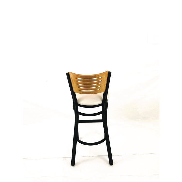 Jones River Series Barstool, Supports Up to 300 lb, 28.5" Seat Height, Cream Seat, Natural Back, Black Base