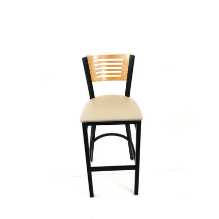 Jones River Series Barstool, Supports Up to 300 lb, 28.5" Seat Height, Taupe Seat, Natural Back, Black Base