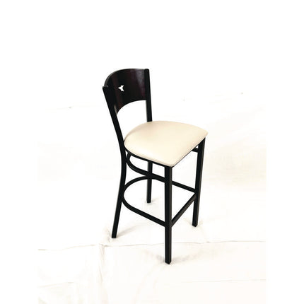 Liberty Series Barstool, Supports Up to 300 lb, 28.5" Seat Height, Cream Seat, Dark Mahogany Back, Black Base