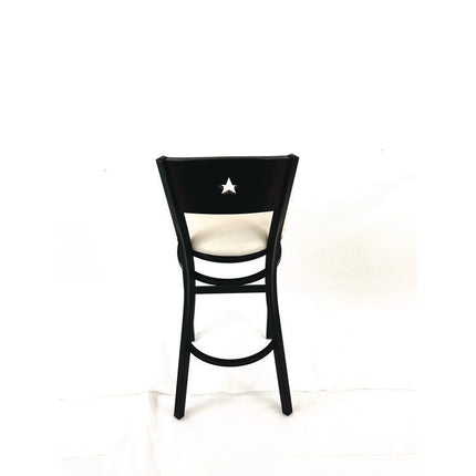 Liberty Series Barstool, Supports Up to 300 lb, 28.5" Seat Height, Cream Seat, Dark Mahogany Back, Black Base