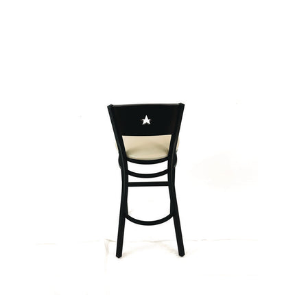 Liberty Series Barstool, Supports Up to 300 lb, 28.5" Seat Height, Taupe Seat, Dark Mahogany Back, Black Base