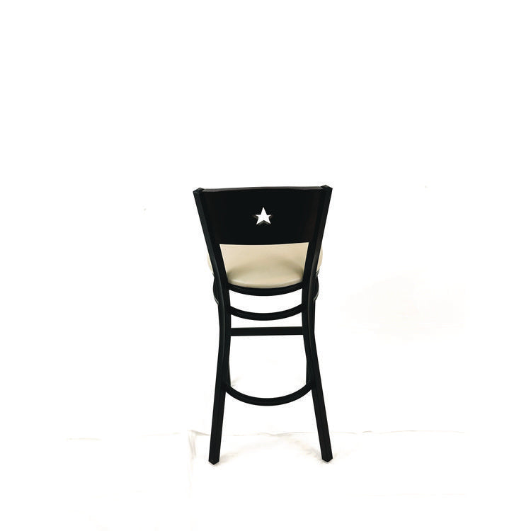 Liberty Series Barstool, Supports Up to 300 lb, 28.5" Seat Height, Taupe Seat, Dark Mahogany Back, Black Base