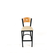Liberty Series Barstool, Supports Up to 300 lb, 28.5" Seat Height, Taupe Seat, Natural Back, Black Base