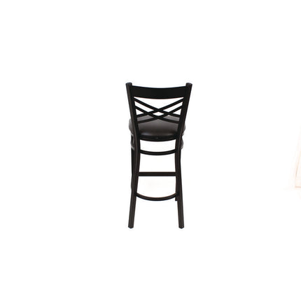 X Series Barstool, Supports Up to 300 lb, 29.5" Seat Height, Black Seat, Black Back, Black Base