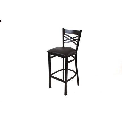 X Series Barstool, Supports Up to 300 lb, 29.5" Seat Height, Black Seat, Black Back, Black Base