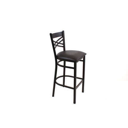 X Series Barstool, Supports Up to 300 lb, 29.5" Seat Height, Black Seat, Black Back, Black Base