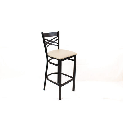X Series Barstool, Supports Up to 300 lb, 29.5" Seat Height, Cream Seat, Black Back, Black Base