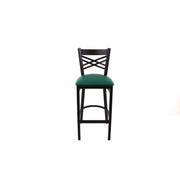 X Series Barstool, Supports Up to 300 lb, 29.5" Seat Height, Green Seat, Black Back, Black Base