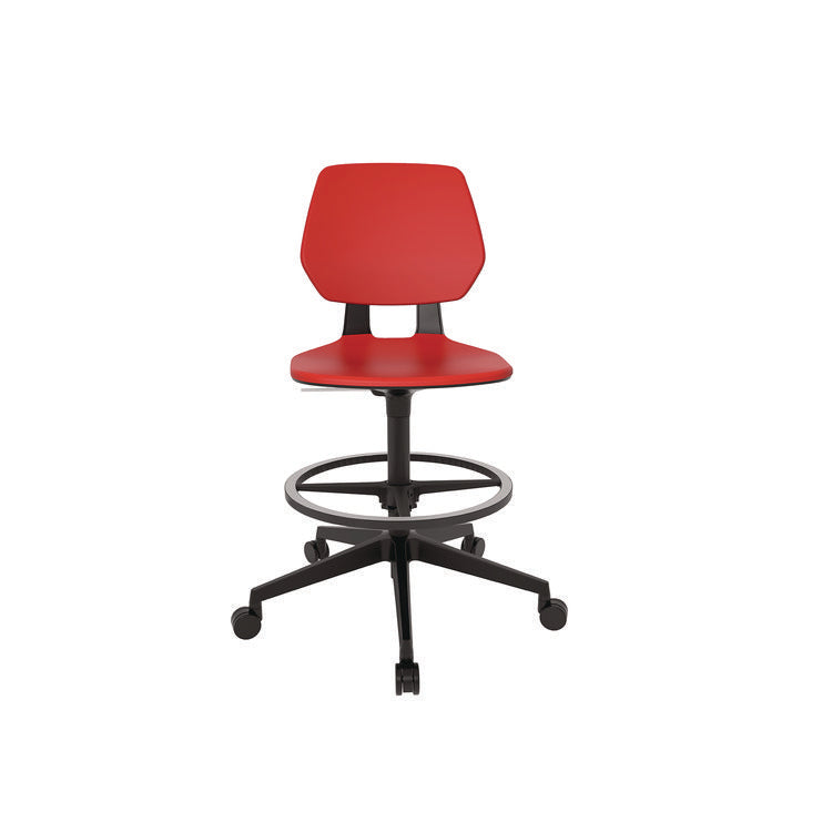 Commute Extended Height Task Chair, Supports Up to 275 lb, 18.25" to 22.25" Seat Height, Red/Black