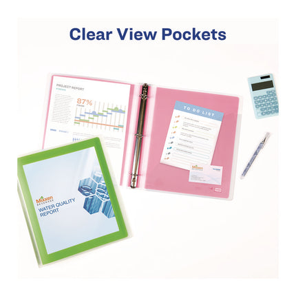 Flexi-View Binder with Round Rings, 3 Rings, 1" Capacity, 11 x 8.5, Red