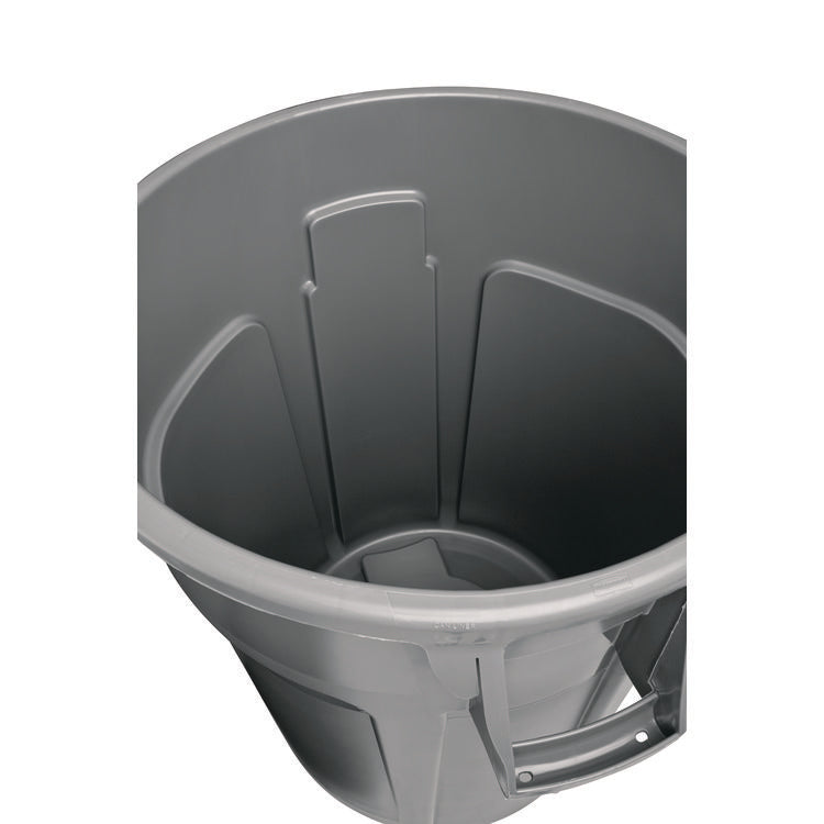 Vented Round Brute Container, 20 gal, Plastic, Gray