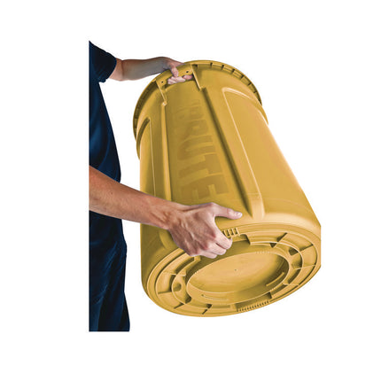 Vented Round Brute Container, 20 gal, Plastic, Yellow