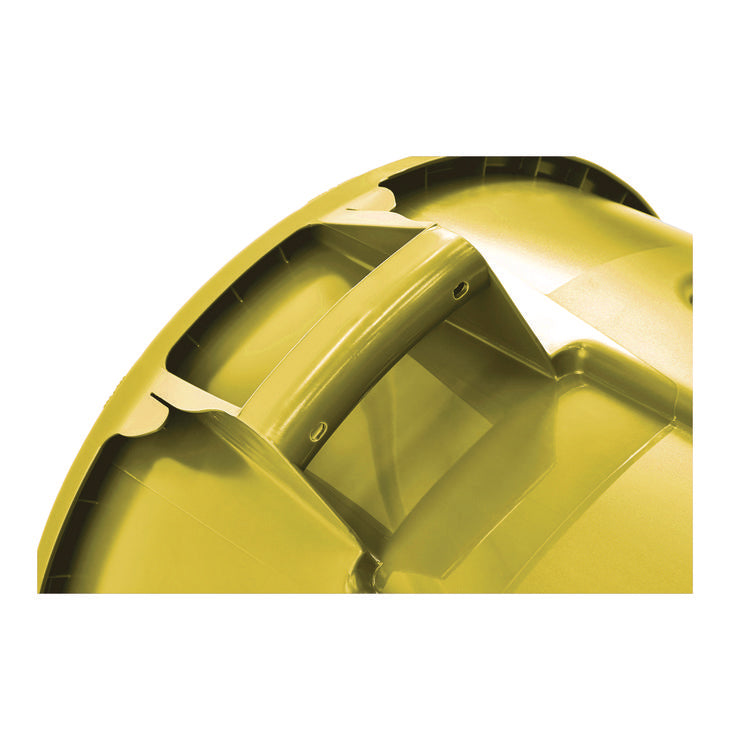 Vented Round Brute Container, 32 gal, Plastic, Yellow