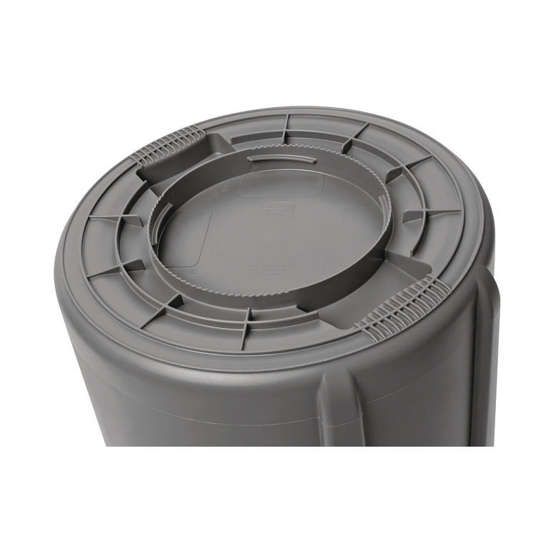 Vented Round Brute Container, 44 gal, Plastic, Gray