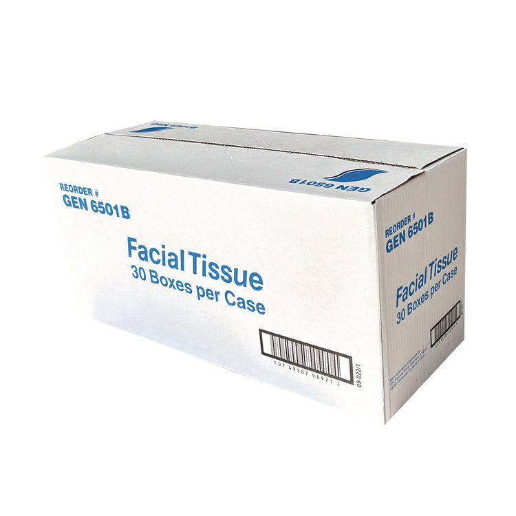 Facial Tissue, 2-Ply, White, Flat Box, 100 Sheets/Box, 30 Boxes/Carton