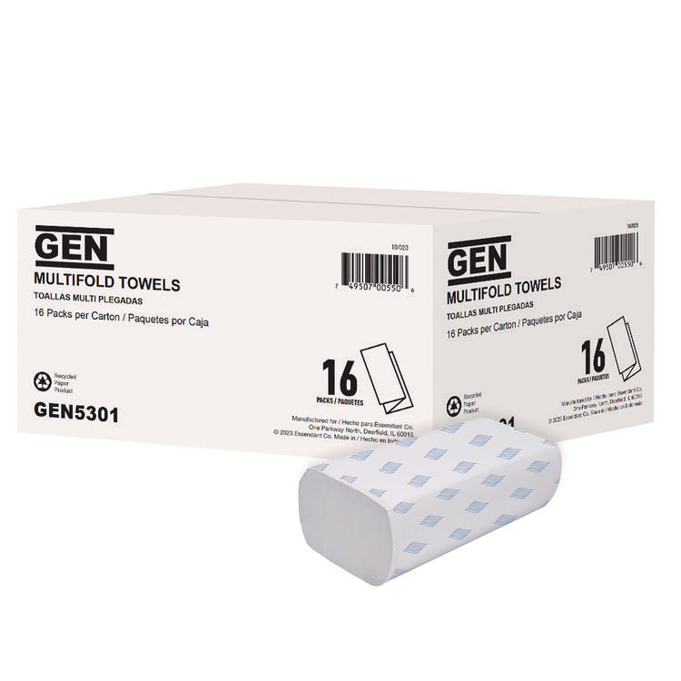 Multifold Towels, 1-Ply, 9.25 x 9.05, White, 250/Pack, 16 Packs/Carton