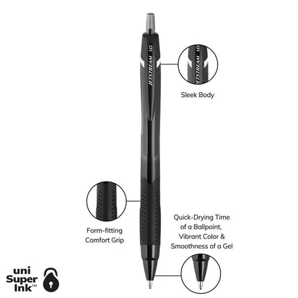 Jetstream Elements Hybrid Gel Pen, Retractable, Medium 1 mm, Black Ink, Translucent Black/Black Barrel, Dozen