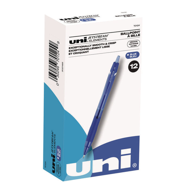 Jetstream Elements Hybrid Gel Pen, Retractable, Medium 1 mm, Blue Ink, Translucent Blue/Blue Barrel, Dozen
