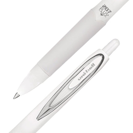 207 Plus+ Gel Pen, Retractable, Medium 0.7 mm, Black Ink, White Barrel, 4/Pack