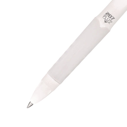 207 Plus+ Gel Pen, Retractable, Medium 0.7 mm, Black Ink, White Barrel, Dozen
