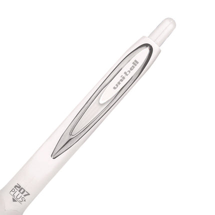 207 Plus+ Gel Pen, Retractable, Medium 0.7 mm, Black Ink, White Barrel, Dozen