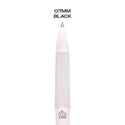 207 Plus+ Gel Pen, Retractable, Medium 0.7 mm, Black Ink, White Barrel, Dozen