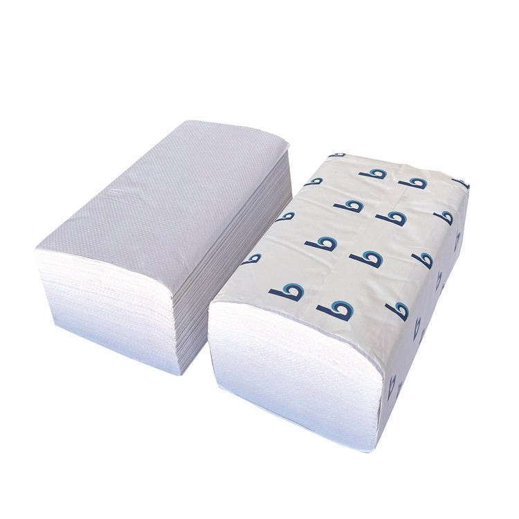 Boardwalk Green Single-Fold Towels, 1-Ply, 9.13 x 10.25, Natural White, 250/Pack, 16 Packs/Carton