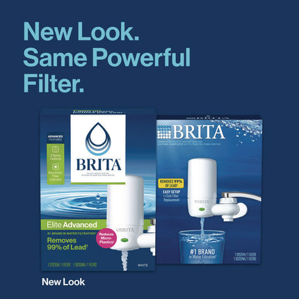 Water Faucet Mount Filtration System with 1 Elite Advanced Replacement Filter, White