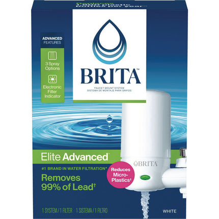 Water Faucet Mount Filtration System with 1 Elite Advanced Replacement Filter, White