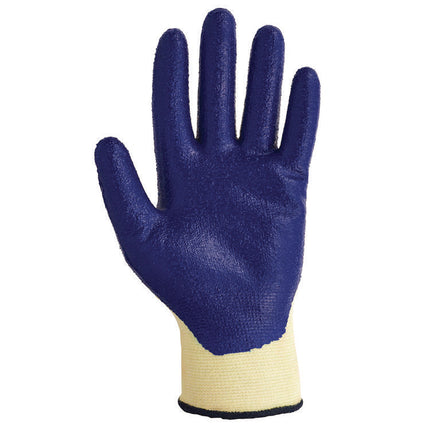 G60 Nitrile Coated Cut Resistant Gloves, Large (Size 9), Blue/Yellow, 12 Pairs/Pack