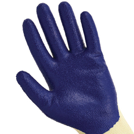 G60 Nitrile Coated Cut Resistant Gloves, Large (Size 9), Blue/Yellow, 12 Pairs/Pack